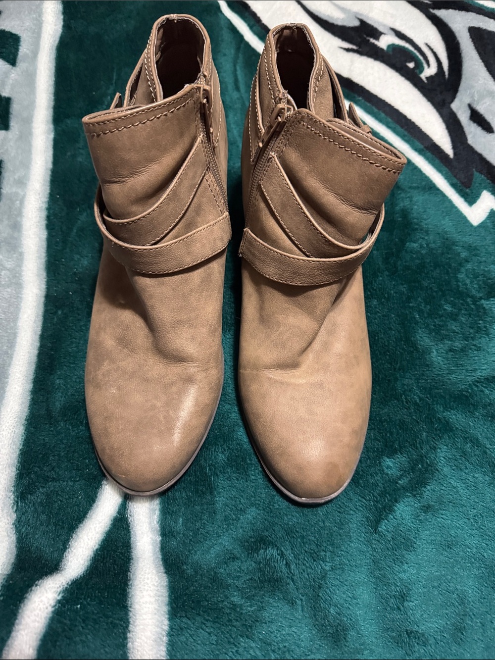 Indigo Wrap-Detail Ankle Booties in Tan
